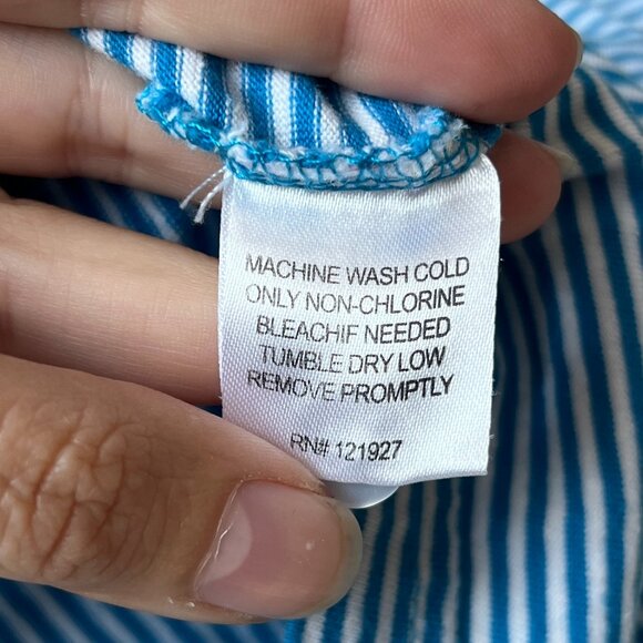 Johnnie-O Blue White Striped Polo Shirt Size L - Picture 5 of 6